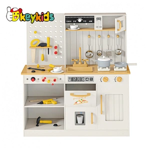 2024 New design 2 in 1 combine workbench wooden toy kitchen set for kids ages 3+ W10C826