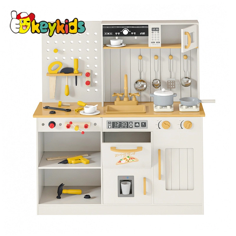 2024 New design 2 in 1 combine workbench wooden toy kitchen set for kids ages 3+ W10C826