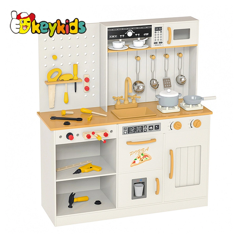 2024 New design 2 in 1 combine workbench wooden toy kitchen set for kids ages 3+ W10C826